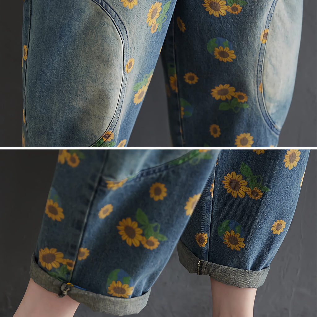 Sunflower printed overall