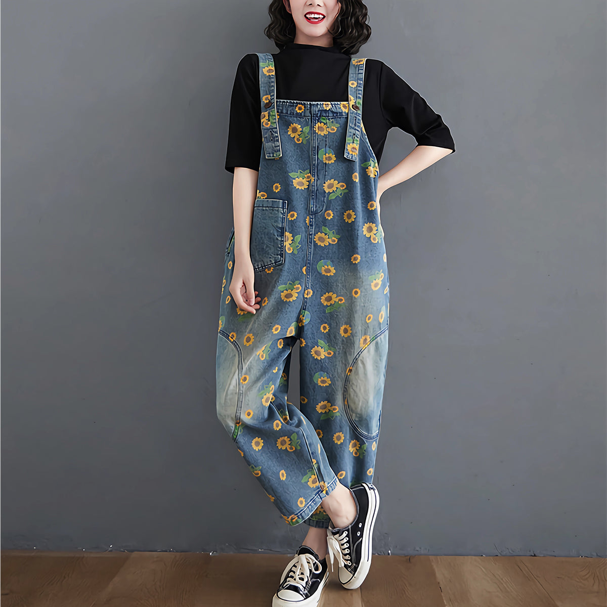 Sunflower printed overall
