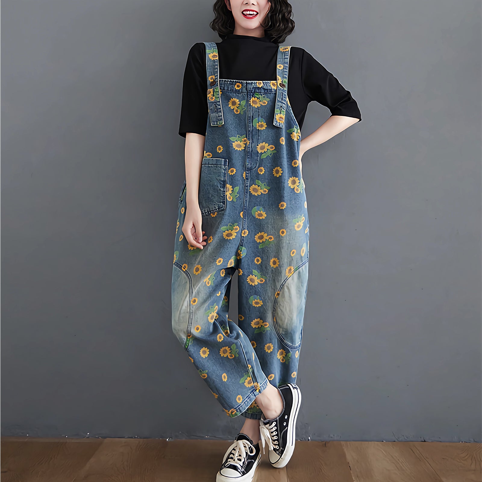 Sunflower printed overall