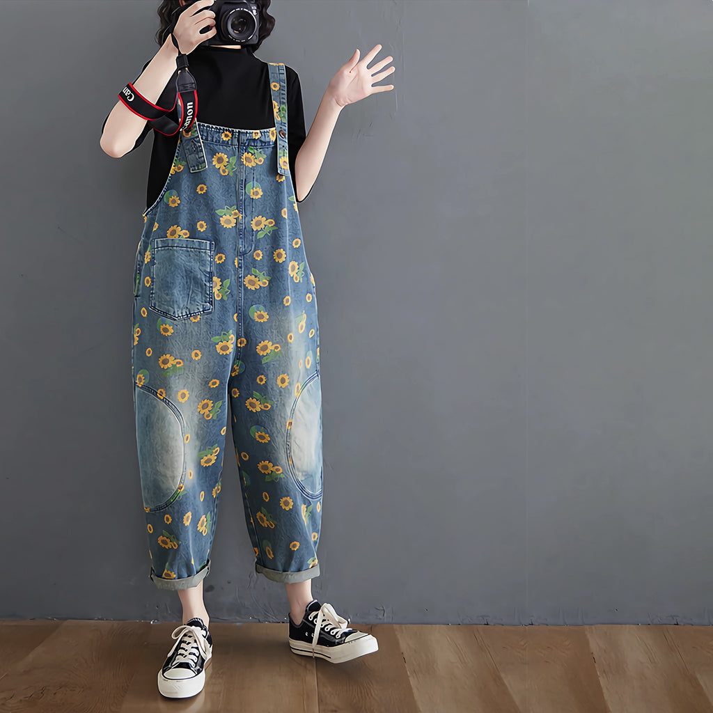 Sunflower printed overall