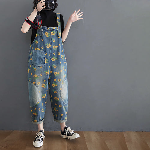 Sunflower printed overall