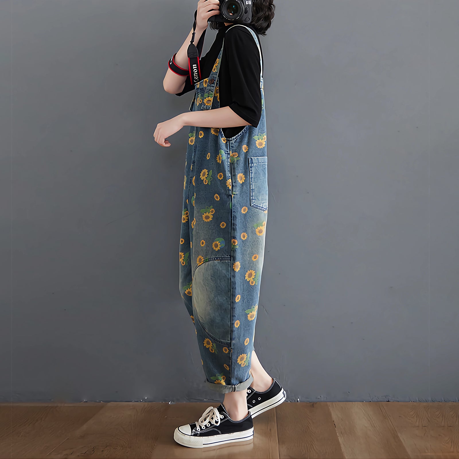 Sunflower printed overall