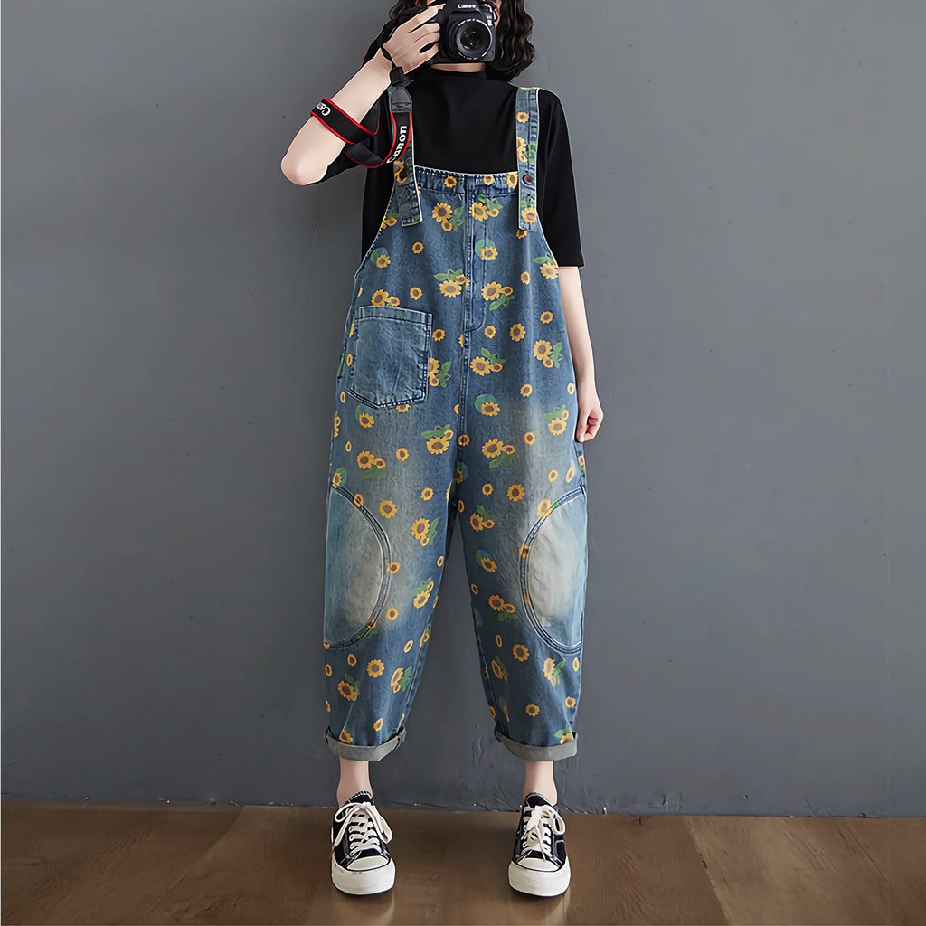 Sunflower printed overall