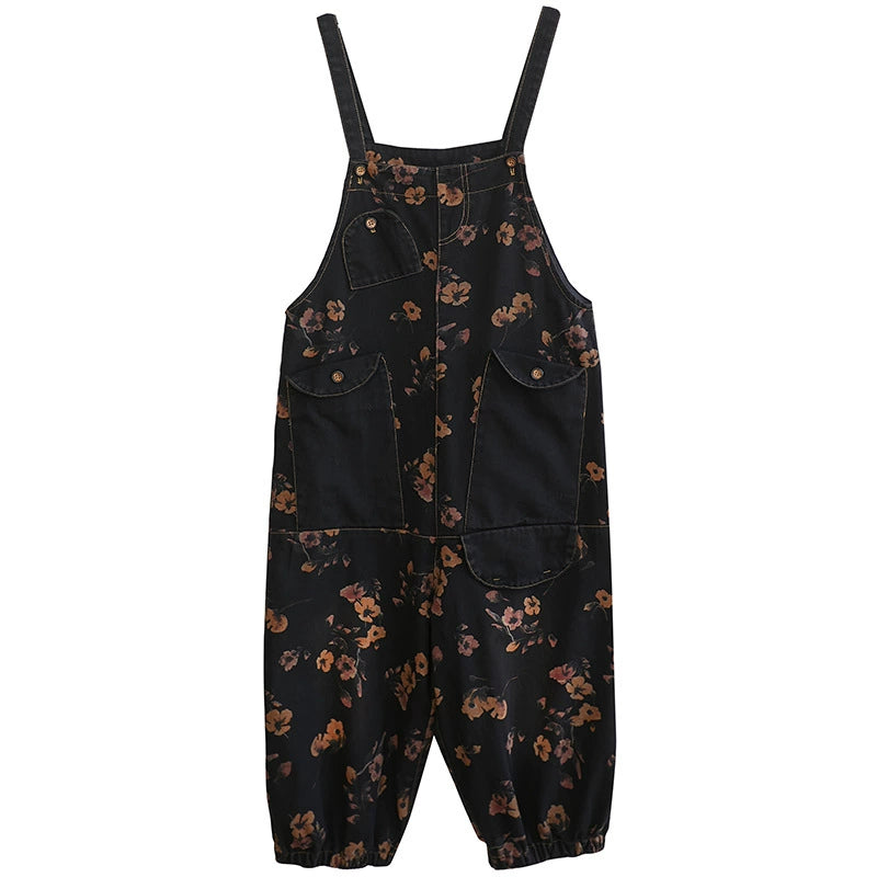 Vintage dark-based floral overall